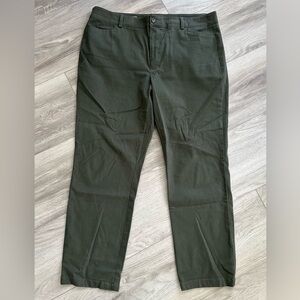 Loft Slim Straight Pants in olive green